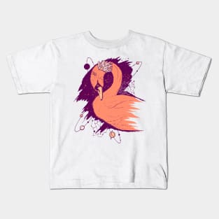 Peach Swan Among The Stars Kids T-Shirt